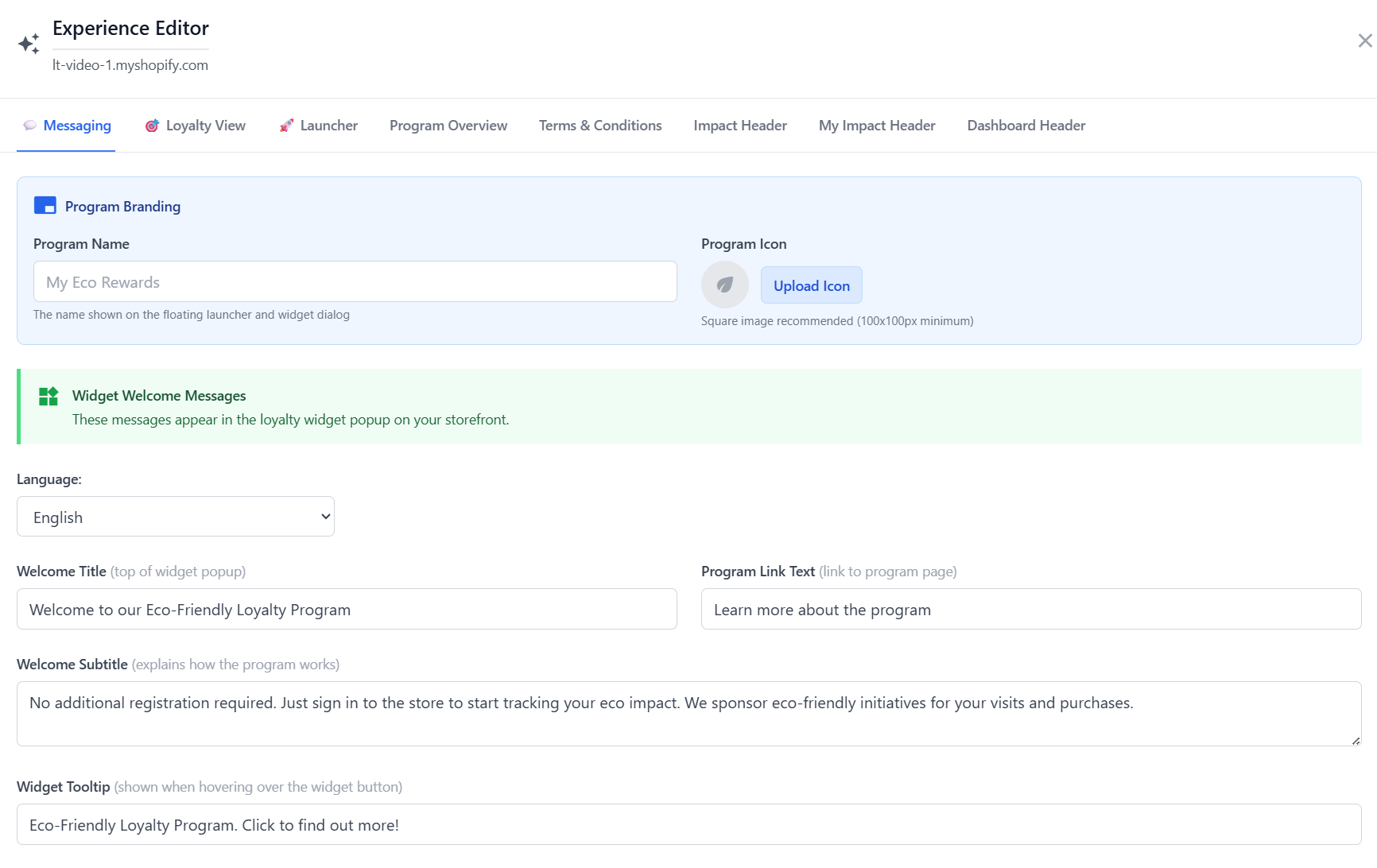 Experience Editor Messaging Tab