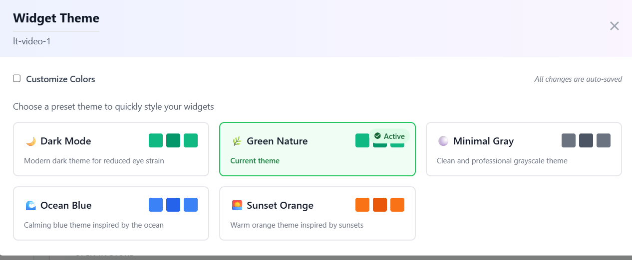 Widget Theme Selection